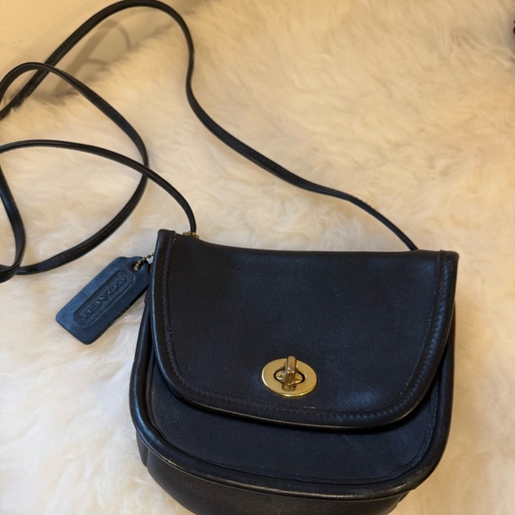 Coach Handbags - Coach Black Leather Crossbody with Gold Turnlock